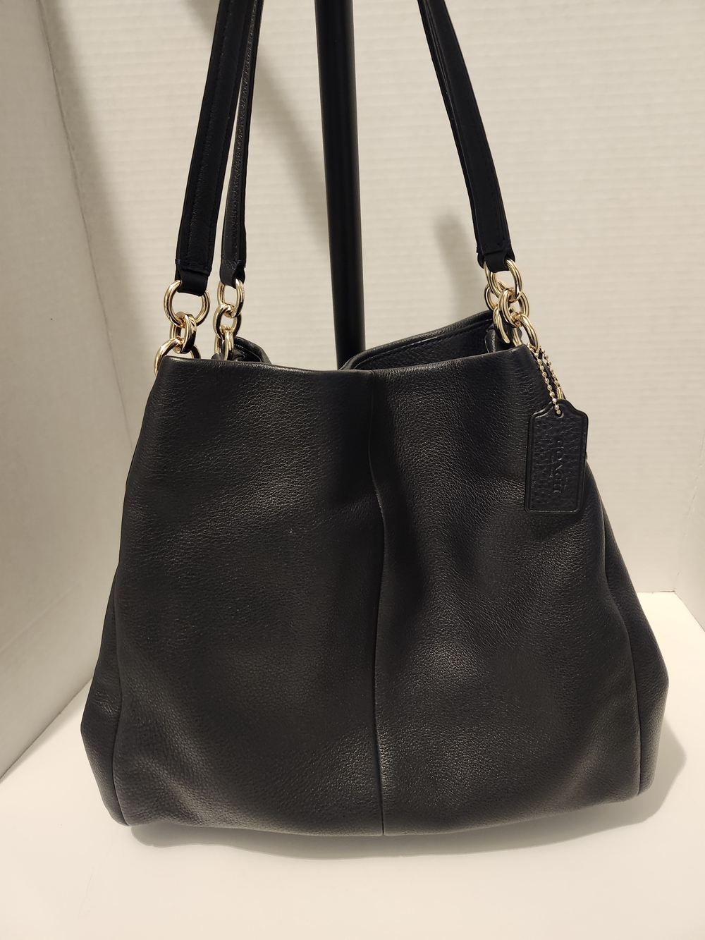 Coach Black Leather Shoulder Bag with Gold Hardware